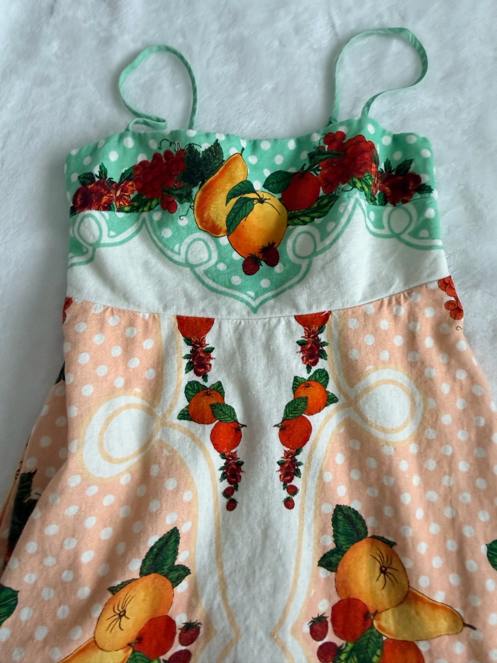 Caroline Constas Fruit-Print Maxi Linen Cotton Dress Size XS - Picture 2 of 14